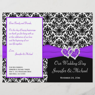 Programa de matrimonio Black White Purple Damask H