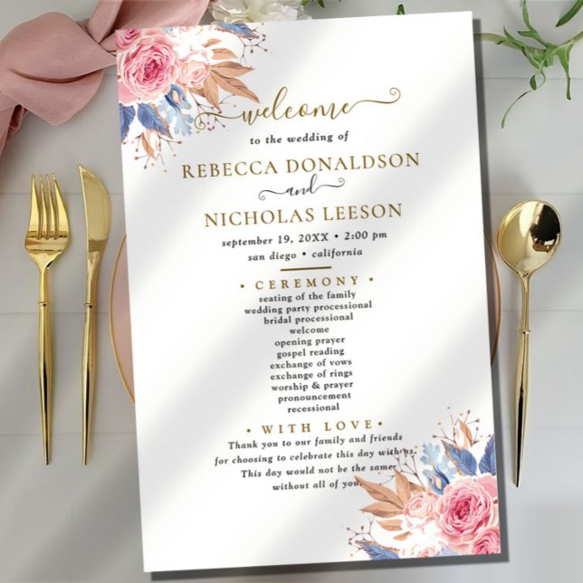 Programa de matrimonio botánico de flores tan eleg (Subido por el creador)