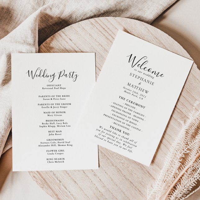 Programa de matrimonio caligráfico minimalista (Subido por el creador)