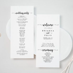 Programa de matrimonio caligráfico minimalista