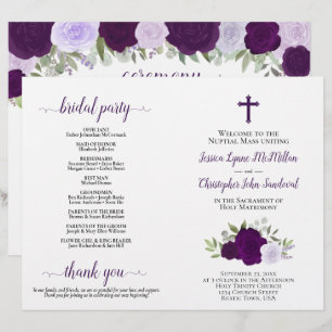 Programa de matrimonio católico para Rosas morados