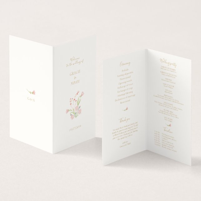 Programa de matrimonio con tarjeta plegada de marf (Interior y exterior)