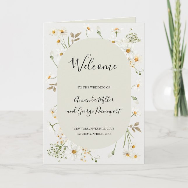 Programa de matrimonio Daisy Wildflowers plegado (Anverso)