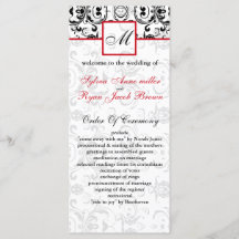 Programa de matrimonio Damask black red MONOGRAM