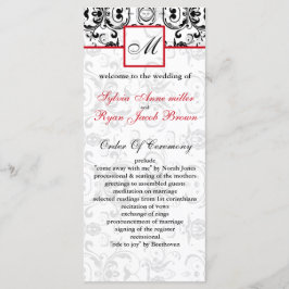 Programa de matrimonio Damask black red MONOGRAM