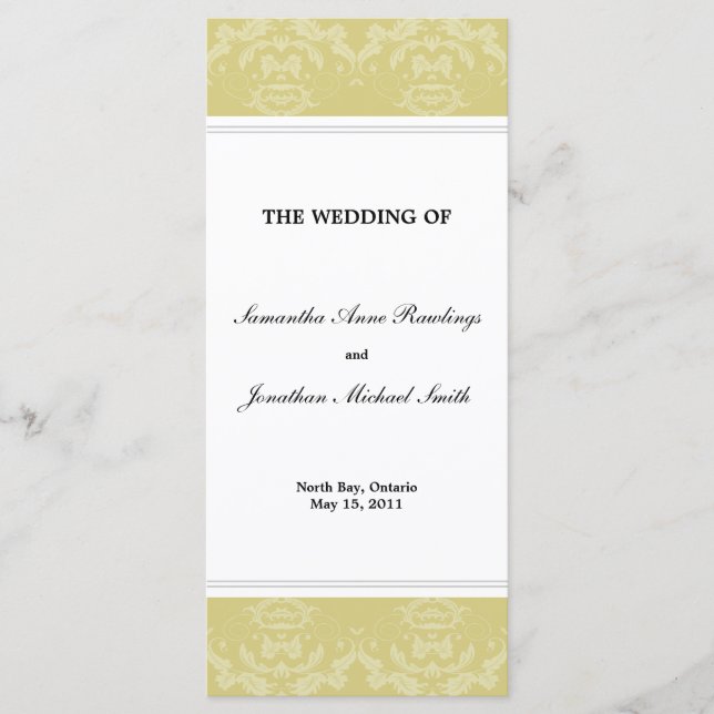 Programa de matrimonio Damask - Boda de oro (Anverso)