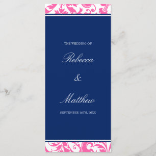 Programa de matrimonio Damask de Navy Blue and Pin