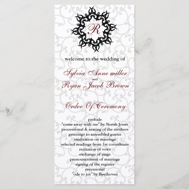 Programa de matrimonio Damask MONOGRAM (Anverso)