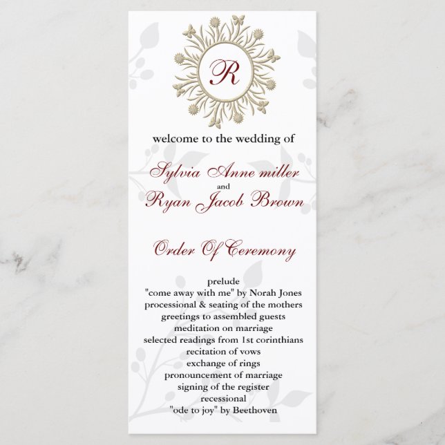 Programa de matrimonio Damask MONOGRAM (Anverso)