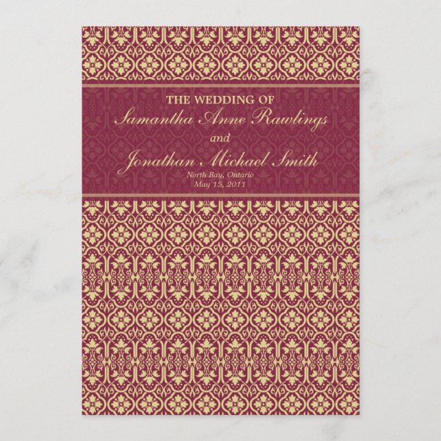 Programa de matrimonio Damask - Rouge & Cream (Anverso)