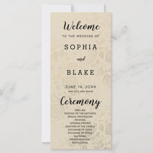 Programa de matrimonio de antiguos Rosas de oro (Anverso)