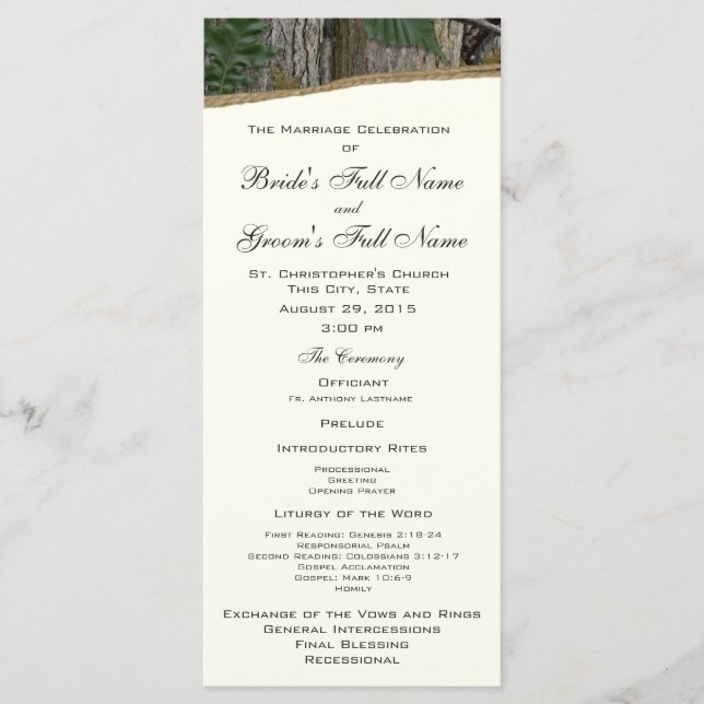 Programa de Matrimonio de Árbol Natural y Salida d (Anverso)