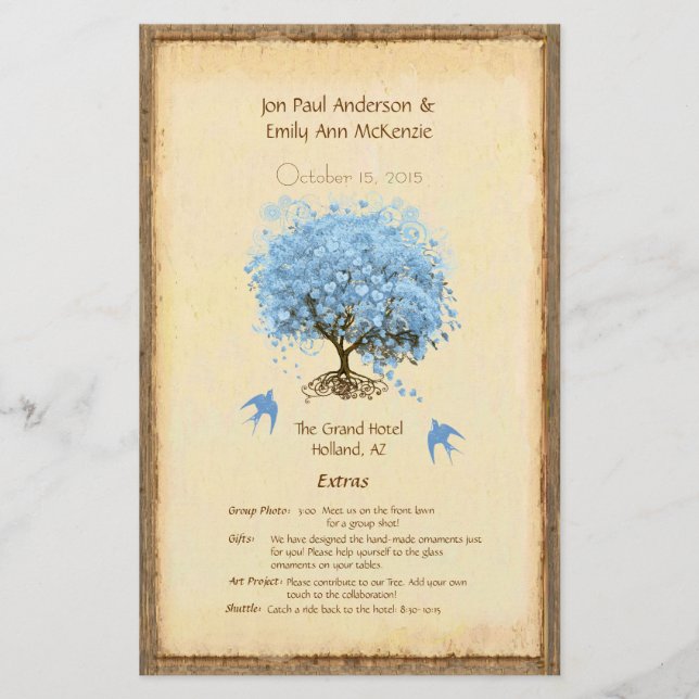 Programa de matrimonio de árboles de hojas de cora (Anverso)