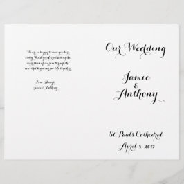 Programa de matrimonio de caligrafía a mano