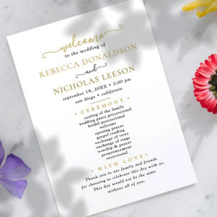 Programa de matrimonio de caligrafía elegante de p