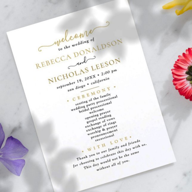 Programa de matrimonio de caligrafía elegante de p (Subido por el creador)