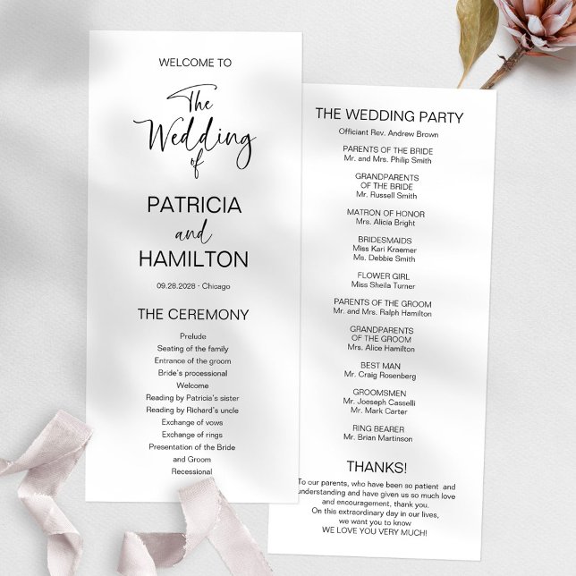 Programa de Matrimonio de Caligrafía Moderna Simpl (Subido por el creador)