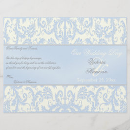 Programa de matrimonio de damasco azul e marfil
