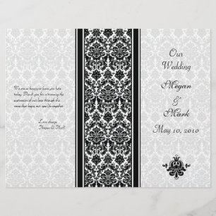 Programa de matrimonio de damascos blancos y negro