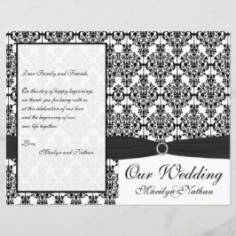 Programa de matrimonio de damascos blancos y negro