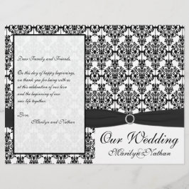 Programa de matrimonio de damascos blancos y negro
