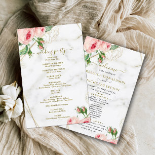 Programa de matrimonio de flores de Rubor