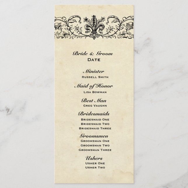Programa de matrimonio de flores negras (Anverso)