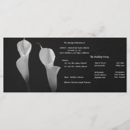 Programa de matrimonio de flores negras y blancas