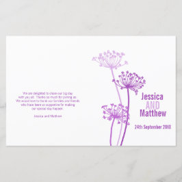 Programa de matrimonio de flores púrpura de Chervi