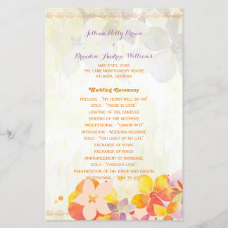 Programa de matrimonio de flores tropicales acuare