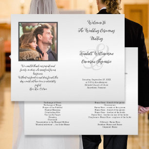 Programa de matrimonio de fotografía gris plateado