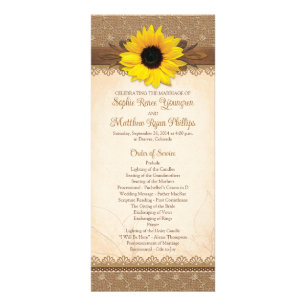 Programa de matrimonio de girasol de la madera de