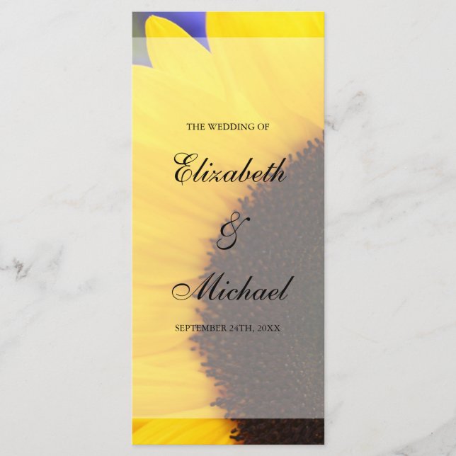 Programa de matrimonio de girasoles (Anverso)