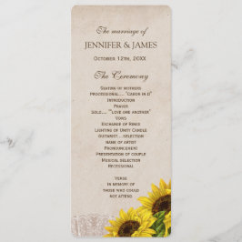 Programa de matrimonio de girasoles en otoño rústi