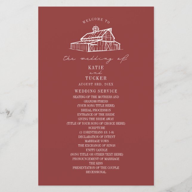 Programa de matrimonio de granja roja silenciada e (Anverso)