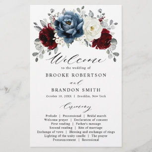 Programa de matrimonio de marfil blanco de pizarra