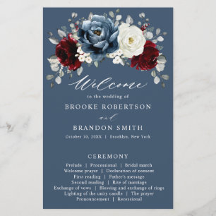 Programa de matrimonio de marfil blanco de pizarra
