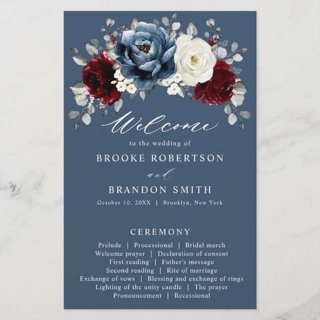 Programa de matrimonio de marfil blanco de pizarra (Anverso)