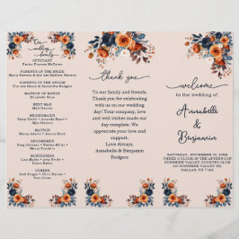 Programa de matrimonio de Naranjas quemados y Rosa