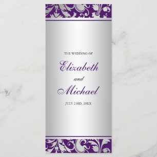 Programa de matrimonio de naves de damasco morado