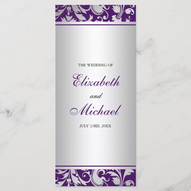 Programa de matrimonio de naves de damasco morado  (Anverso)