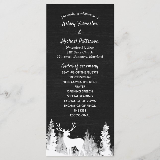 Programa de matrimonio de Navidades de renos de Ch (Anverso)