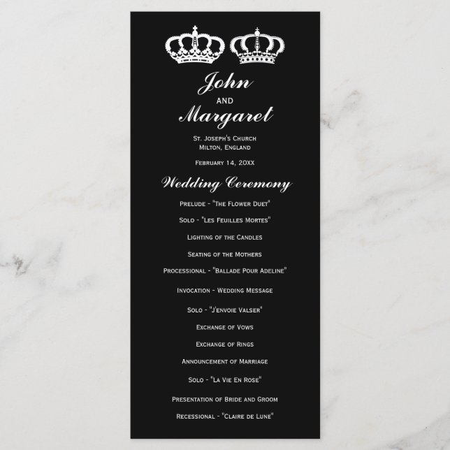 Programa de matrimonio de parejas reales blancas n (Anverso)