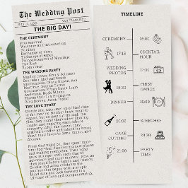 Programa de matrimonio de periódico nostálgico