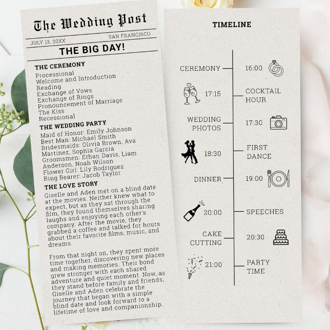 Programa de matrimonio de periódico nostálgico (News Paper Wedding Program)
