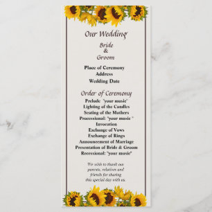 Programa de matrimonio de Sunflowers