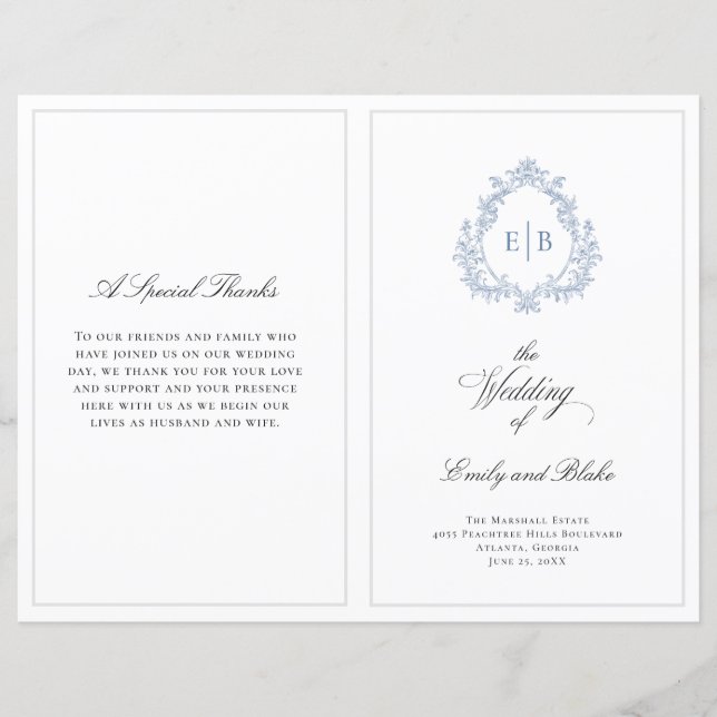 Programa de matrimonio doblado de Escudo de bodas  (Anverso)