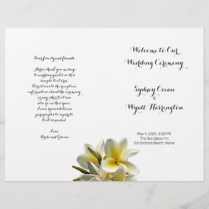 Programa de matrimonio doblado de flores de plumer