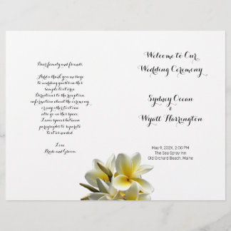 Programa de matrimonio doblado de flores de plumer