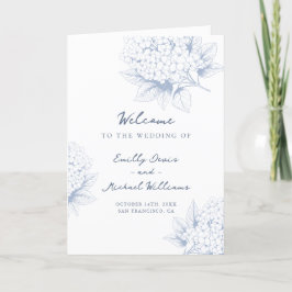 Programa de matrimonio doblado Dusty Blue Hydrange